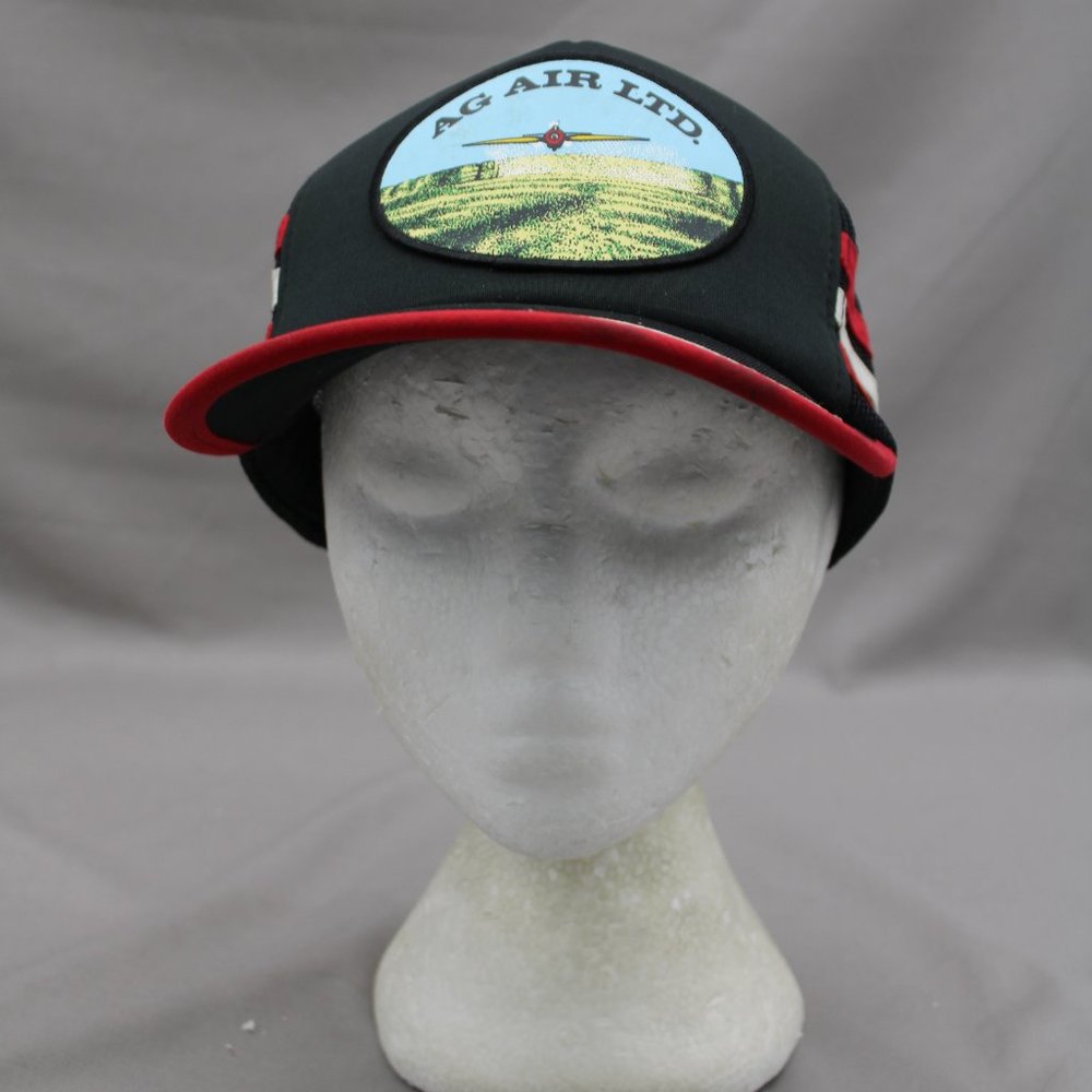 Vintage Patched Trucker Hat - Ag Air Ltd 3 Striper - Adult Snapback